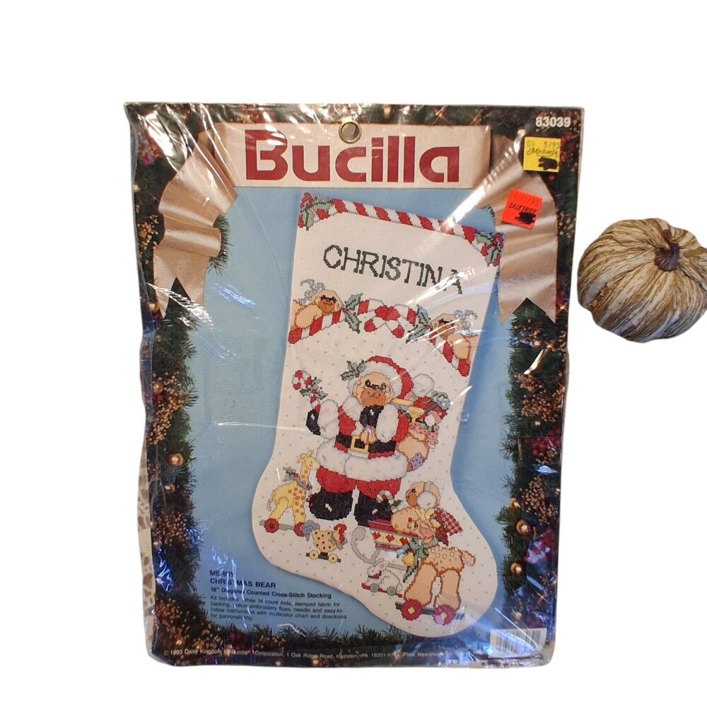 Bucilla new Daisy Kingdom counted cross stitch Christmas Stocking kit 83039